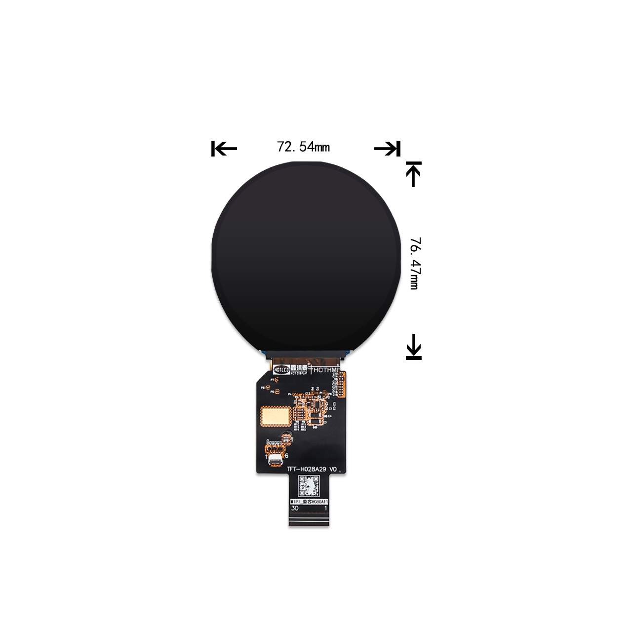 2.8-inch MIPI DSI Round TFT LCD Display AXS15260D Controller